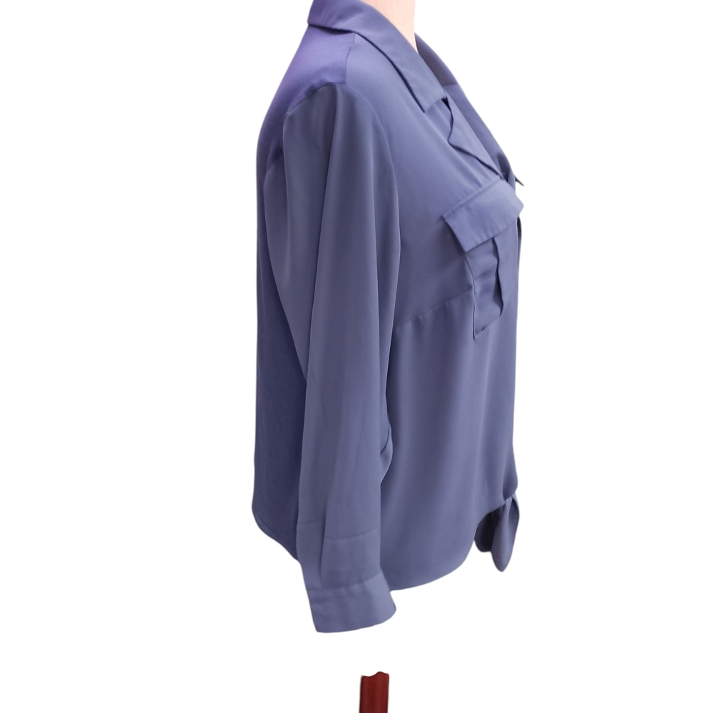 INC International Concepts Blue 3/4 Sleeve Tie Front Blouse - Picture 4 of 7